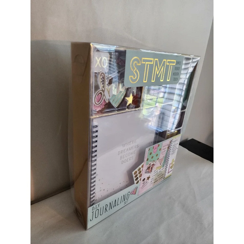 STMT DIY Journaling Set Memory Journal Kit Gold Mint Pink Where Dreamers Doers